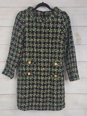 New Collection Black Tweed Shift Dress with Gold Buttons Sz Med NwT